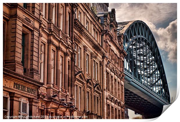 Newcastle and the Tyne Bridge Print by Ray Pritchard