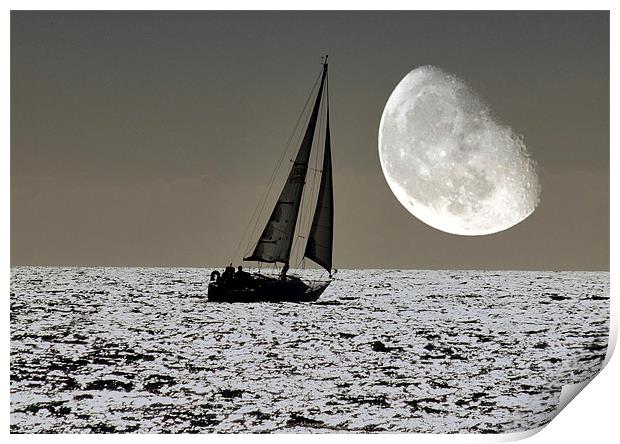 By the Light of the Silvery Moon Print by