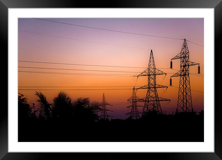 Mighty Stanchions at Red Sunrise Framed Mounted Print by Arfabita  