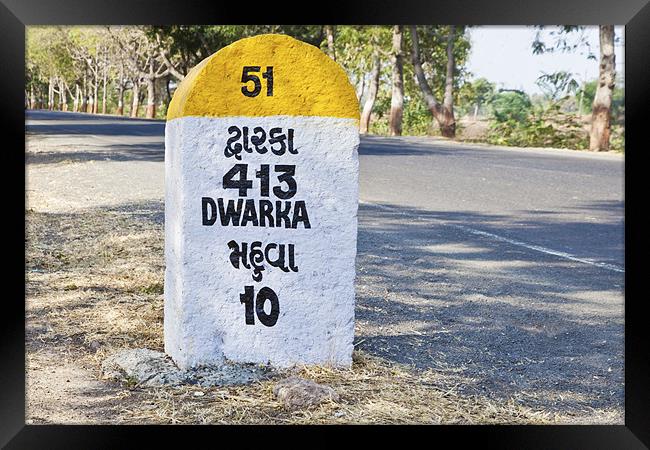 413 kilometers to Dwarka milestone Framed Print by Arfabita  