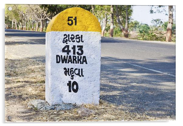 413 kilometers to Dwarka milestone Acrylic by Arfabita  