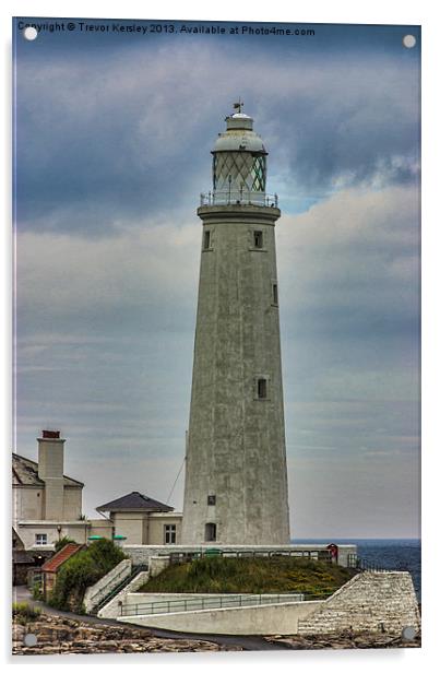 St Marys Lighthouse Acrylic by Trevor Kersley RIP