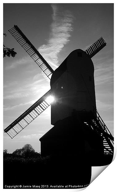 Mountnessing Windmill Print by Anna Lewis