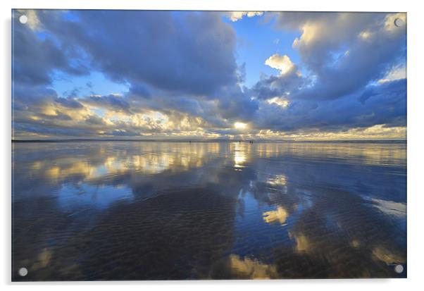 Devon: Saunton Sands Reflections Acrylic by Rob Parsons