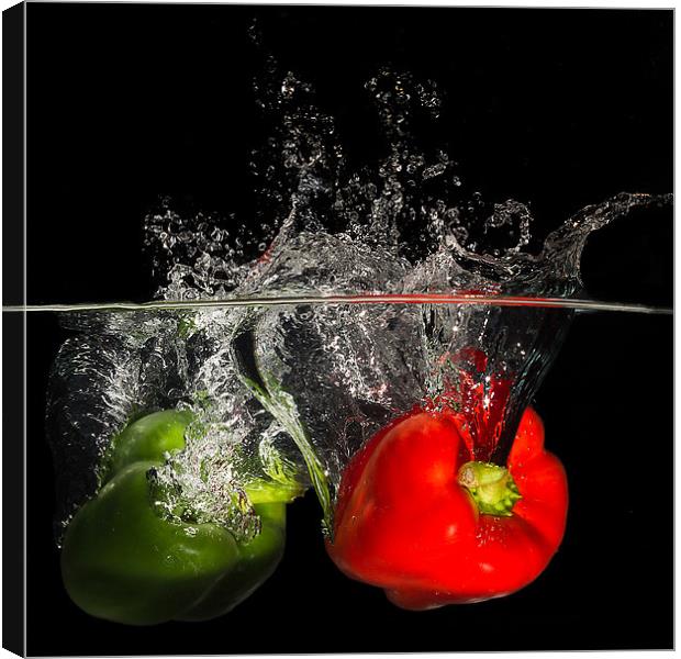 Red and Green Peppers Canvas Print by Stuart Gillespie