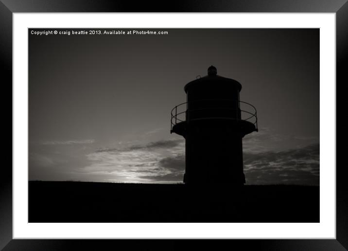 Arbroath Lighthouse at Dawn B&W Framed Mounted Print by craig beattie