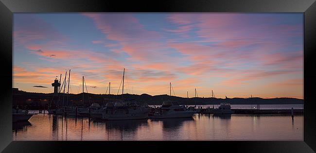 Sunrise, Hobart Dock Framed Print by
