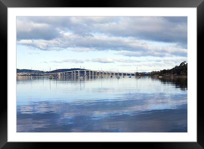 Tasman Bridge from Cornelian Bay Framed Mounted Print by