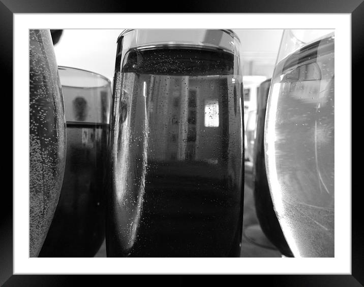 Black & White Champagne Glass Framed Mounted Print by Marcy Morris