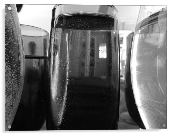 Black & White Champagne Glass Acrylic by Marcy Morris