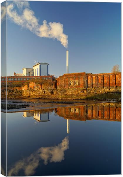 Incinerator Reflections in River Don Canvas Print by Darren Galpin