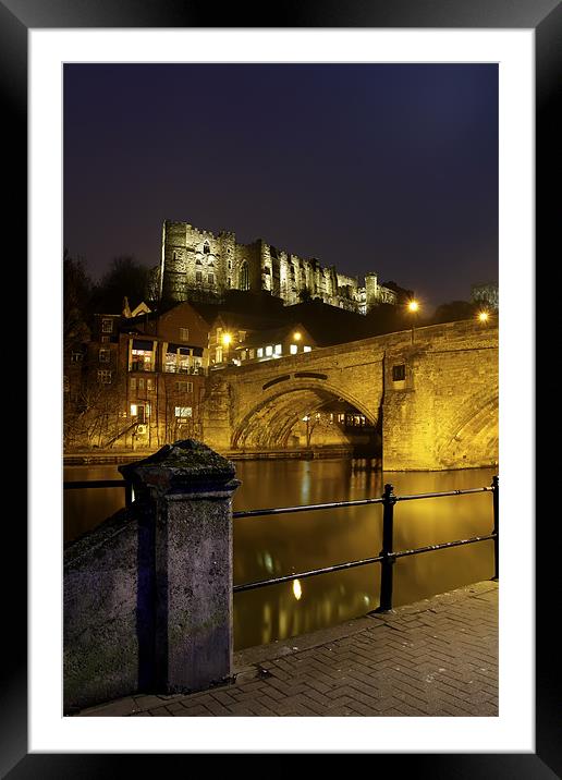 Durham Castle at Night Framed Mounted Print by Kevin Tate