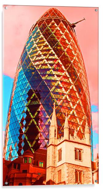 The Gherkin London Acrylic by Clive Eariss