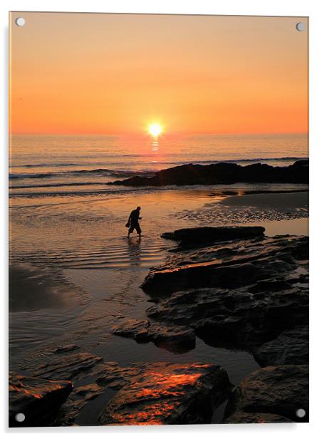 Cornwall: A paddle at Sunset Acrylic by Rob Parsons