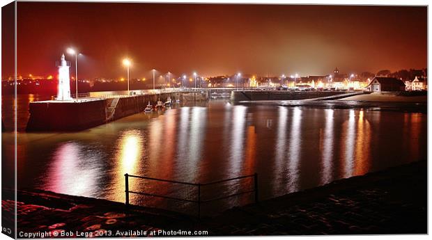 Anstruther Harbour Lights Canvas Print by Bob Legg