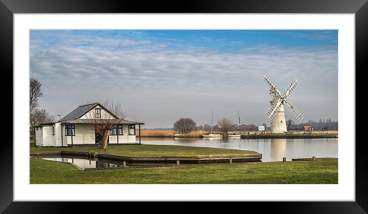 Thurne Mill across River Framed Mounted Print by Stephen Mole