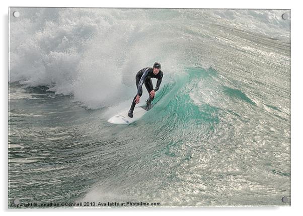 Porthtowan Surf #1 Mar2013 Acrylic by Jonathan OConnell