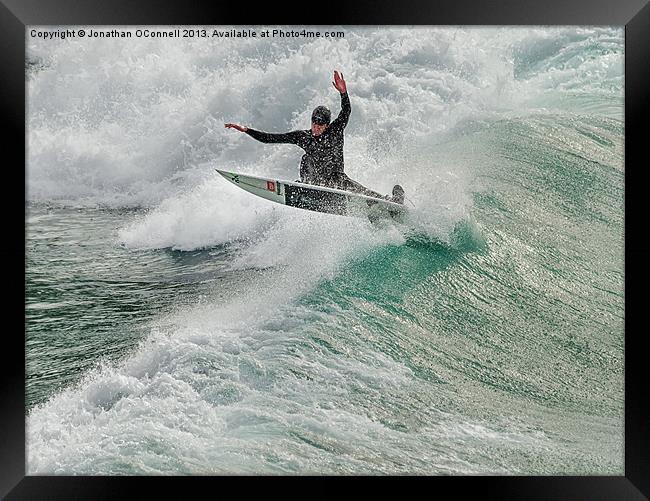 Porthtowan Surf #2 Mar2013 Framed Print by Jonathan OConnell
