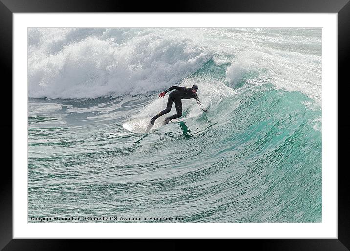 Porthtowan Surf #3 Mar2013 Framed Mounted Print by Jonathan OConnell
