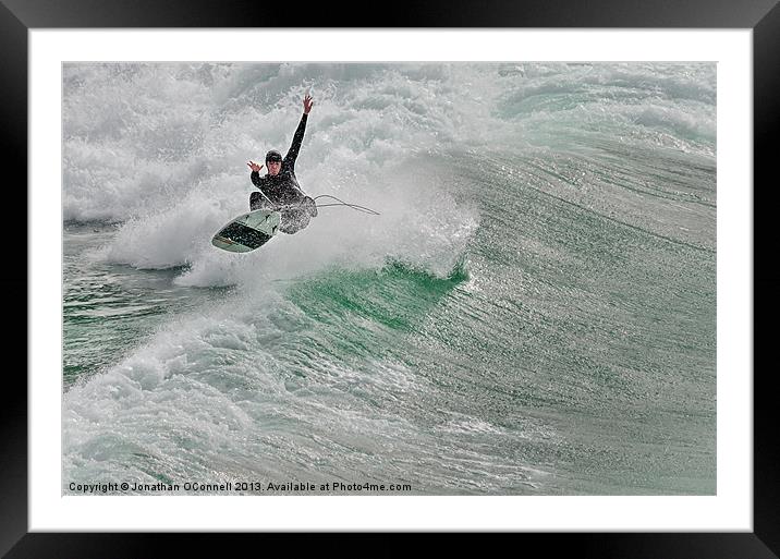 Porthtowan Surf #4 Mar2013 Framed Mounted Print by Jonathan OConnell