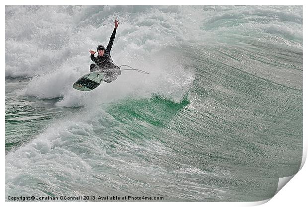 Porthtowan Surf #4 Mar2013 Print by Jonathan OConnell