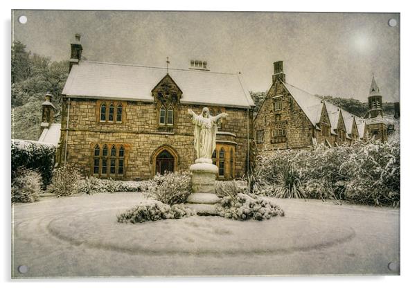 Snow at the Priory Acrylic by Ian Mitchell