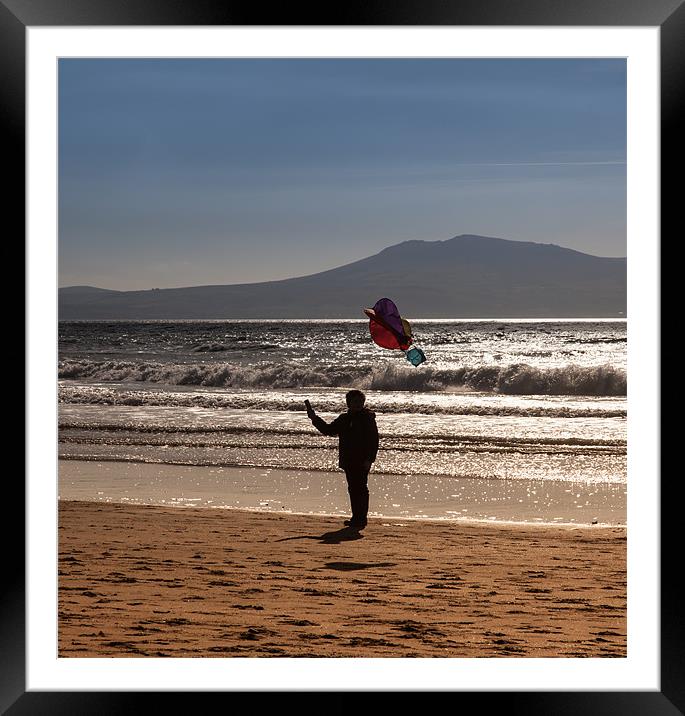 Kid with a kite Framed Mounted Print by Gail Johnson