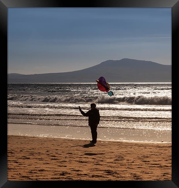 Kid with a kite Framed Print by Gail Johnson