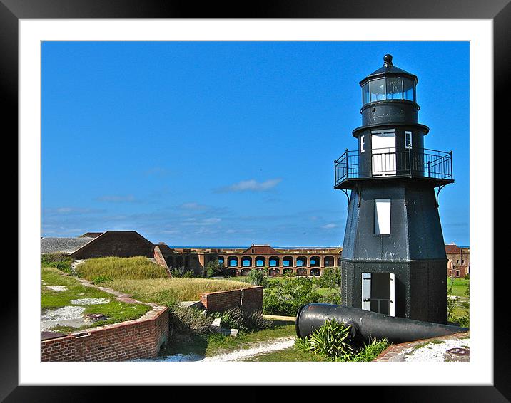 Fort Jefferson Lighthouse Framed Mounted Print by David Davies