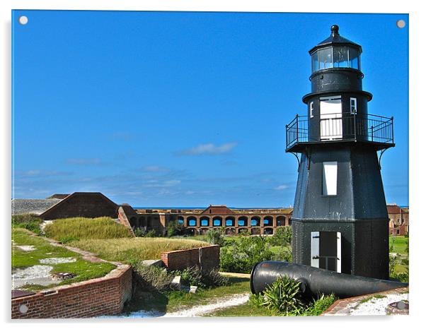 Fort Jefferson Lighthouse Acrylic by David Davies
