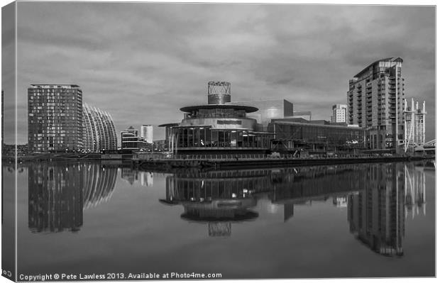 Salford Quays, Quays Theatre Canvas Print by Pete Lawless