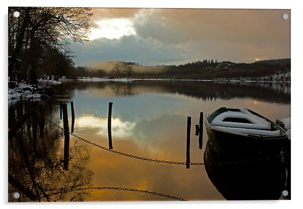 Winters morning on loch Achray Acrylic by Craig Coleran