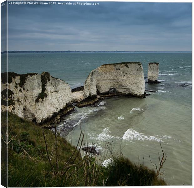 Old Harry Squared Canvas Print by Phil Wareham