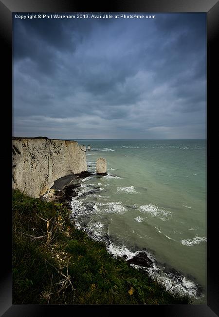 A Pinnacle and Old Harry Framed Print by Phil Wareham
