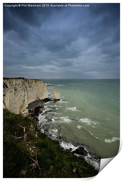 A Pinnacle and Old Harry Print by Phil Wareham