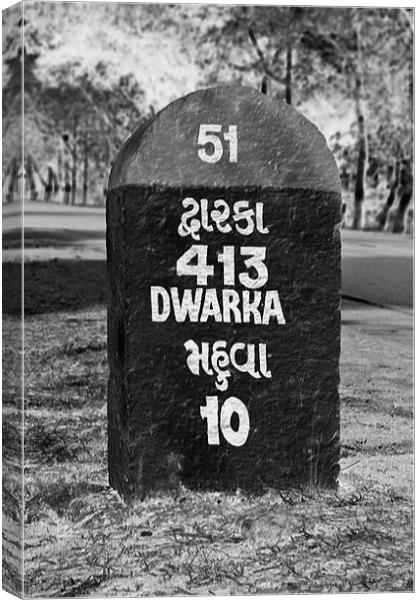 Dwarka only 413 kilometers Canvas Print by Arfabita  