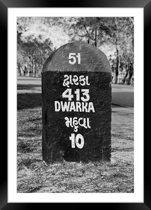 Dwarka only 413 kilometers Framed Mounted Print by Arfabita  