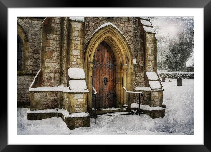 Snowy Church Door Framed Mounted Print by Ian Mitchell