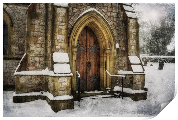 Snowy Church Door Print by Ian Mitchell