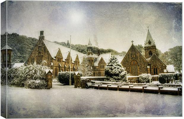 Priory In The Snow Canvas Print by Ian Mitchell
