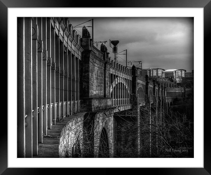 High Level Bridge Newcastle Framed Mounted Print by Neil Young