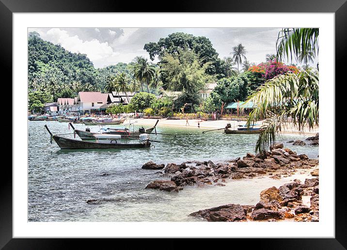 Thailand Fishing Village Framed Mounted Print by HELEN PARKER