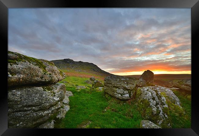 Dartmoor: Sunrise at Sheepstor Framed Print by Rob Parsons