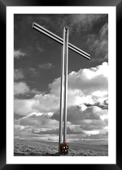 Memorial Cross. Framed Mounted Print by mary stevenson