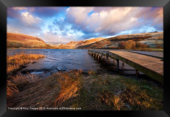 Llyn Nantlle Uchaf with jetty Framed Print by Rory Trappe