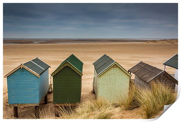 Beach Huts Wells next the sea Norfolk Print by Oxon Images