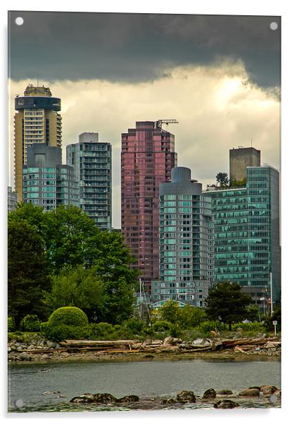 Vancouver Skyline Acrylic by Mark Llewellyn