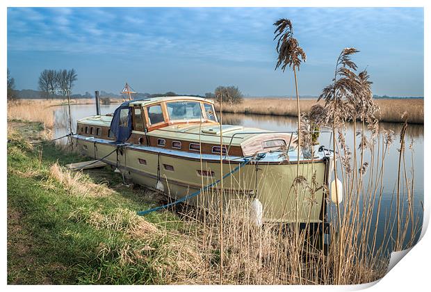 Cruiser in the River Thurne Print by Stephen Mole