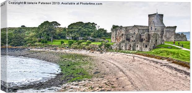 Inchcolm Abbey & Beach Canvas Print by Valerie Paterson