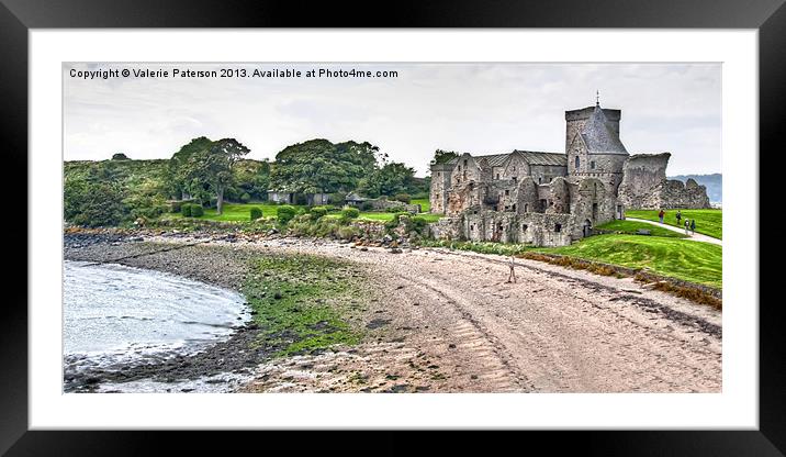 Inchcolm Abbey & Beach Framed Mounted Print by Valerie Paterson